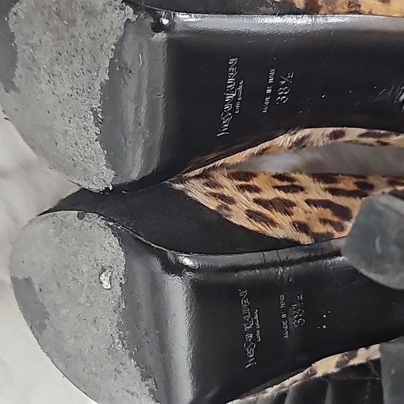 YVES Saint Laurant Leopard Tribute Two Pony High Heel Pumps Sz 38.5 - Picture 6 of 16